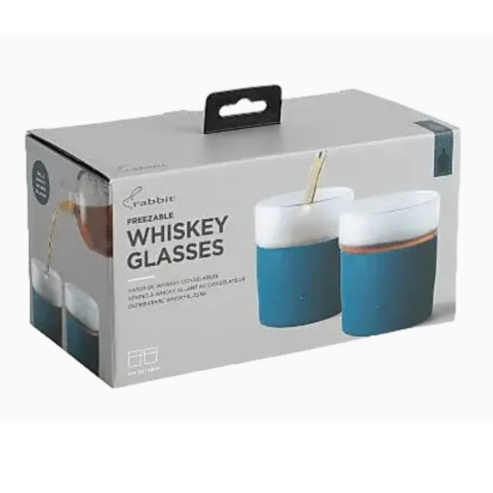 Rabbit‎ Freezable Whiskey Glasses – Set of 2, New With Tags In Original Box
